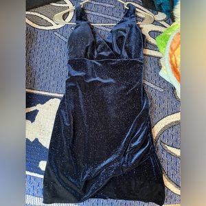 women’s navy blue glittery short fitted dress